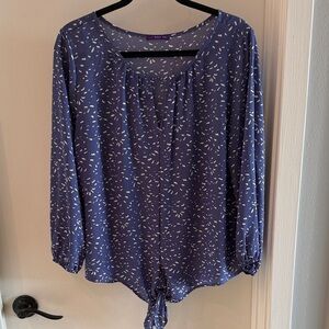 West Kei Lavender and White Patterned Blouse